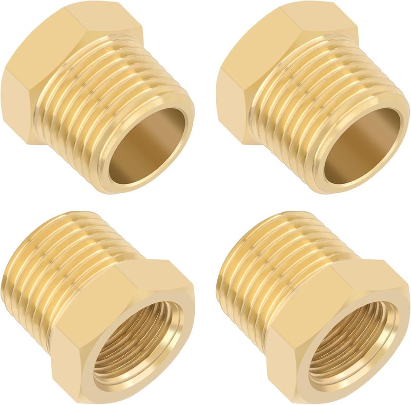KOOTANS 4pcs Heavy Duty 1/2 NPT Male Thread to 3/8 NPT Female Thread Brass Reducer Hex Bushing Brass Fitting Pipe Hose Tube Adapter Convert - Image 1