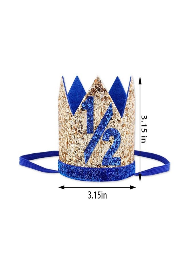 Bchinb Baby 1/2 st Birthday Crown Hat, Birthday Party Decorations, Kids Party Props Shooting, Party Supplies… (Blue Gold) - Image 3