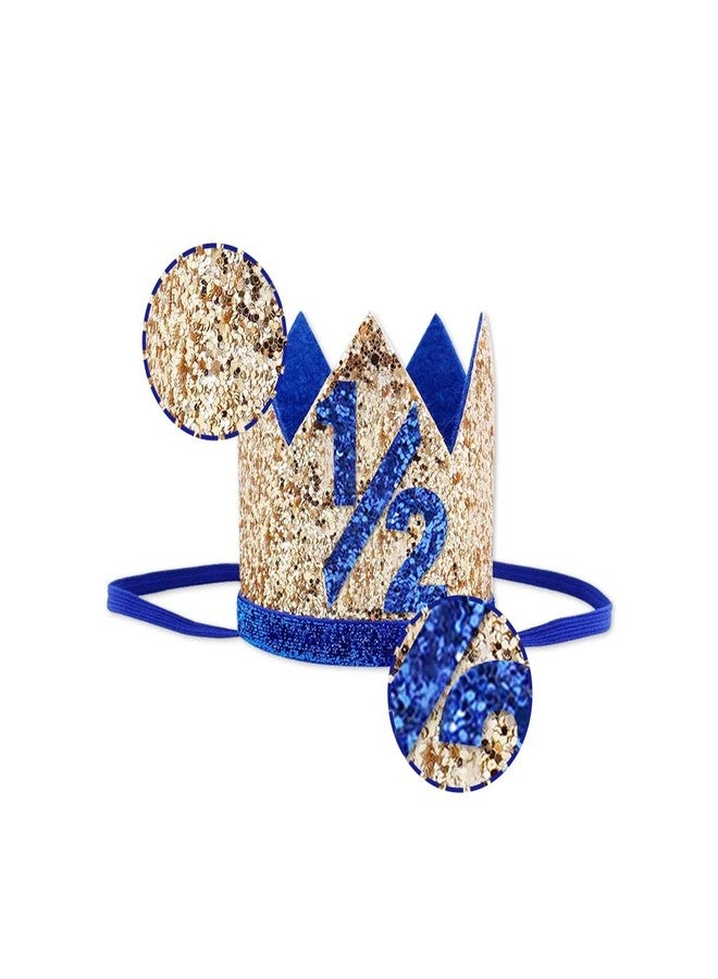 Bchinb Baby 1/2 st Birthday Crown Hat, Birthday Party Decorations, Kids Party Props Shooting, Party Supplies… (Blue Gold) - Image 5
