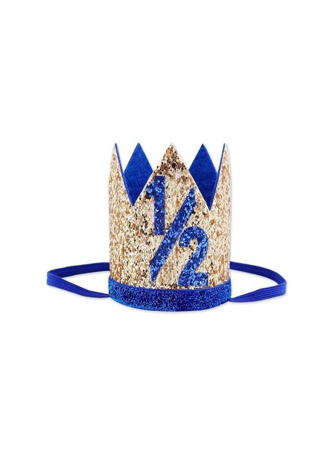 Bchinb Baby 1/2 st Birthday Crown Hat, Birthday Party Decorations, Kids Party Props Shooting, Party Supplies… (Blue Gold) - Image 1