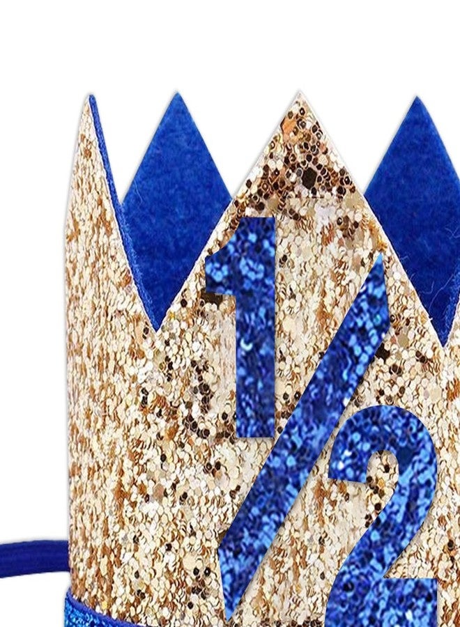 Bchinb Baby 1/2 st Birthday Crown Hat, Birthday Party Decorations, Kids Party Props Shooting, Party Supplies… (Blue Gold) - Image 2
