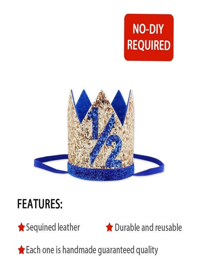 Bchinb Baby 1/2 st Birthday Crown Hat, Birthday Party Decorations, Kids Party Props Shooting, Party Supplies… (Blue Gold) - Image 4