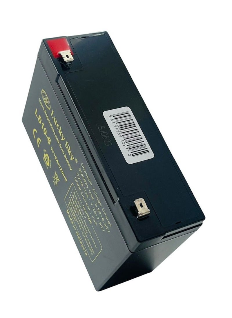 Lucky Sky 6V 10Ah High-Performance Rechargeable Sealed Lead Acid Battery is a reliable and long-lasting power source for a wide range of applications.
