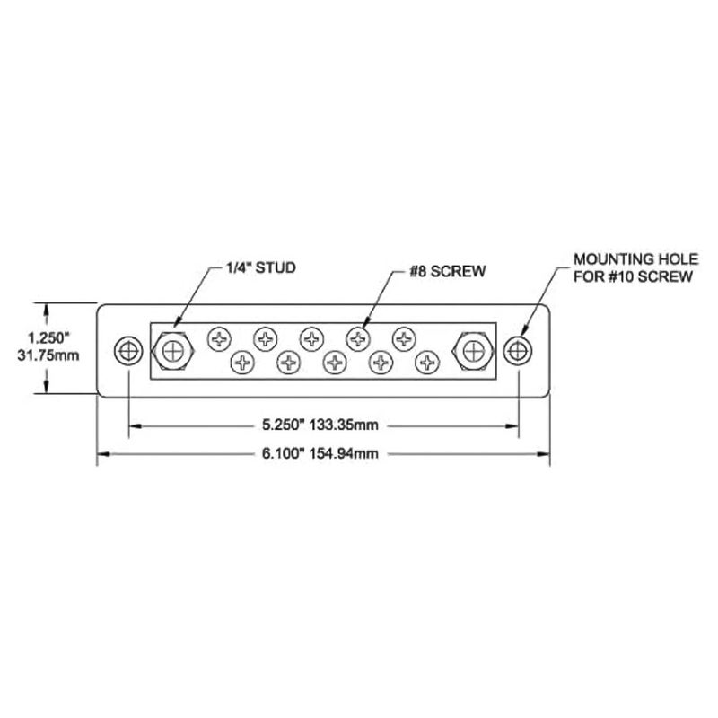 Blue Sea Systems 2301 150 Amp Common BusBar with 10 screws - Image 4