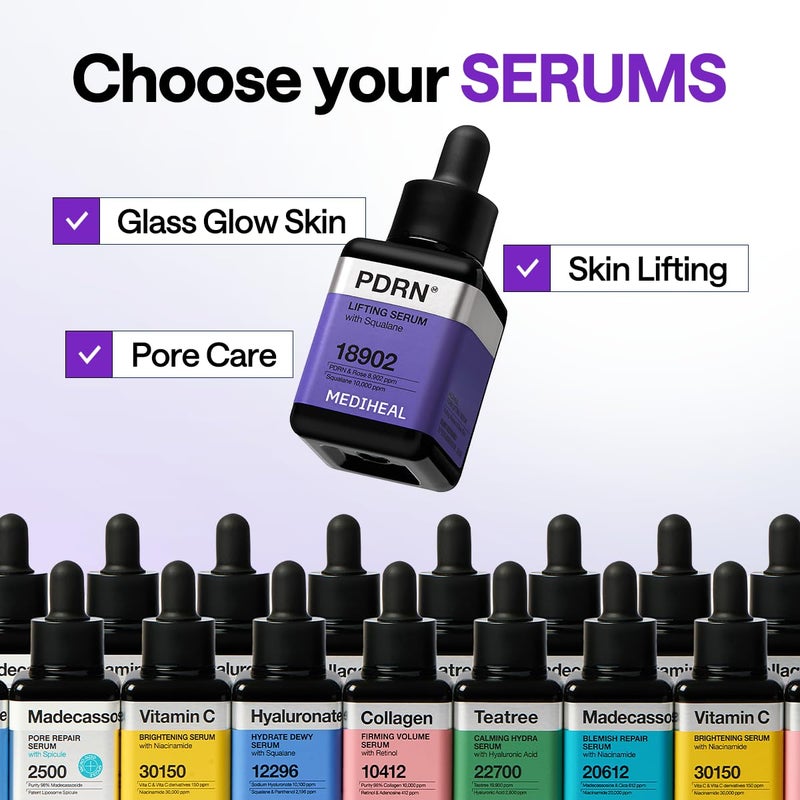 Mediheal PDRN Lifting Serum with Squalane 1.35 fl.oz - Korean Face Serum for Natural Glass Glow Skin, Pore Care & Skin Firming, Deep Moisturization - Image 2
