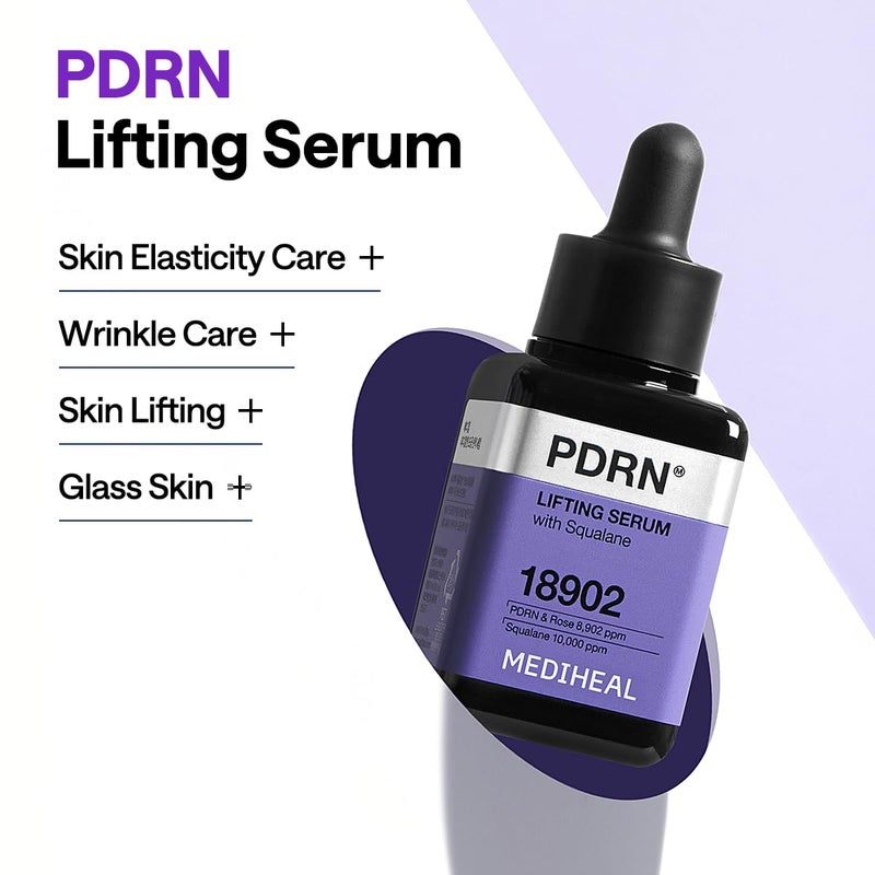 Mediheal PDRN Lifting Serum with Squalane 1.35 fl.oz - Korean Face Serum for Natural Glass Glow Skin, Pore Care & Skin Firming, Deep Moisturization - Image 3