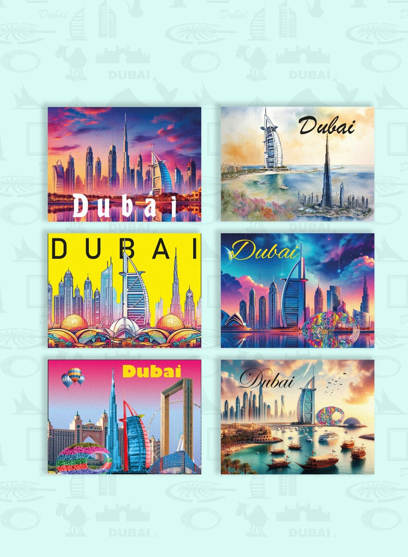 Souvenir Souq Dubai Iconic Foil Fridge Magnets 6pcs Set crafted with vibrant metallic foil, featuring Museum of the Future—ideal Dubai souvenir or gift. - Image 1