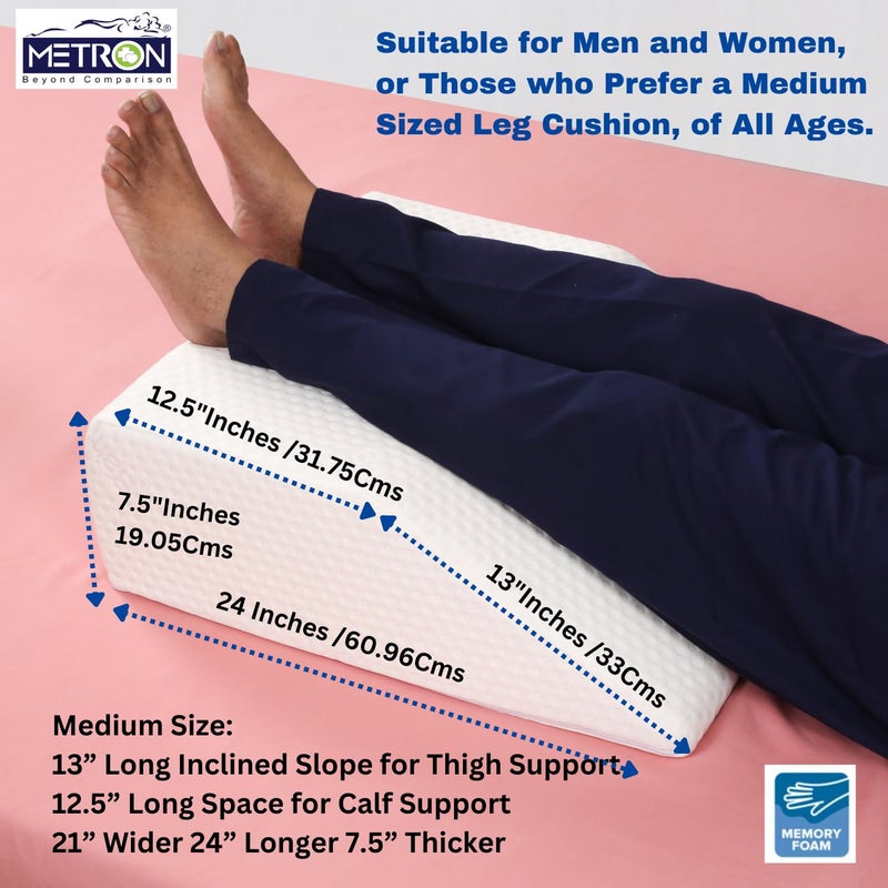 METRON Medium Size Orthopedic Bed Wedge Elevated Leg Pillow Foam Wedge for Leg Elevation Reduces Back Pain Improves Blood Circulation Firm Supportive Washable Removable Cover - Image 3