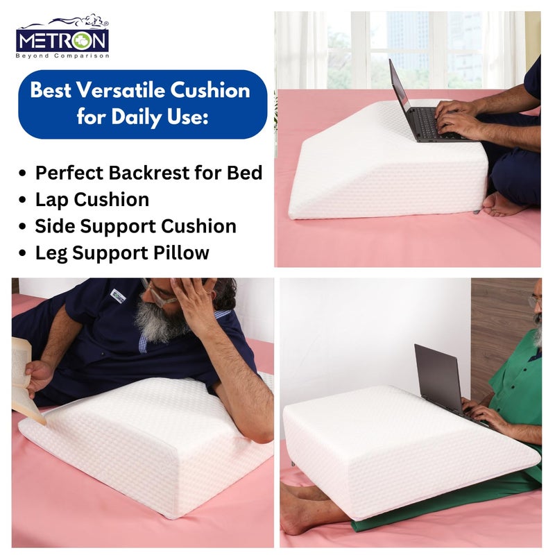 METRON Medium Size Orthopedic Bed Wedge Elevated Leg Pillow Foam Wedge for Leg Elevation Reduces Back Pain Improves Blood Circulation Firm Supportive Washable Removable Cover - Image 5