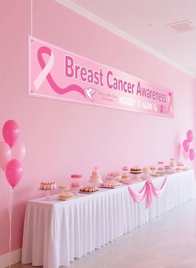 Moitkptt Breast Cancer Awareness Banner Pink Breast Cancer Ribbon Party Decorations Backdrop Outdoor Yard Sign for Survivor Party Decor and Charity Activities Supplies - Image 5