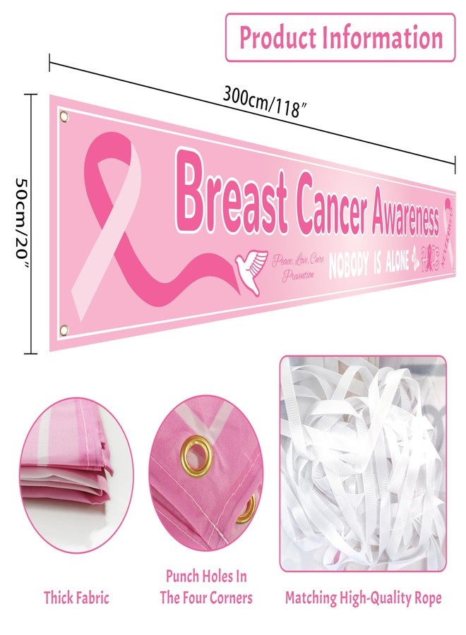 Moitkptt Breast Cancer Awareness Banner Pink Breast Cancer Ribbon Party Decorations Backdrop Outdoor Yard Sign for Survivor Party Decor and Charity Activities Supplies - Image 2