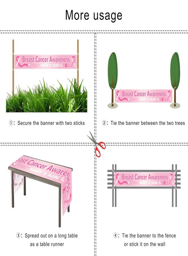 Moitkptt Breast Cancer Awareness Banner Pink Breast Cancer Ribbon Party Decorations Backdrop Outdoor Yard Sign for Survivor Party Decor and Charity Activities Supplies - Image 3