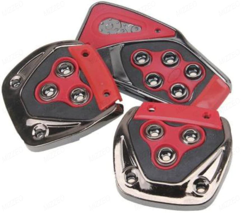 MIZZEO Extra Grip & High Performance Accelerator Brake Clutch Pedal Cover (Pack of 3) Red Compatible with Renault Kiger - Image 2