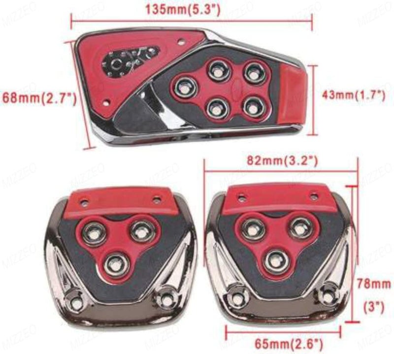MIZZEO Extra Grip & High Performance Accelerator Brake Clutch Pedal Cover (Pack of 3) Red Compatible with Renault Kiger - Image 5