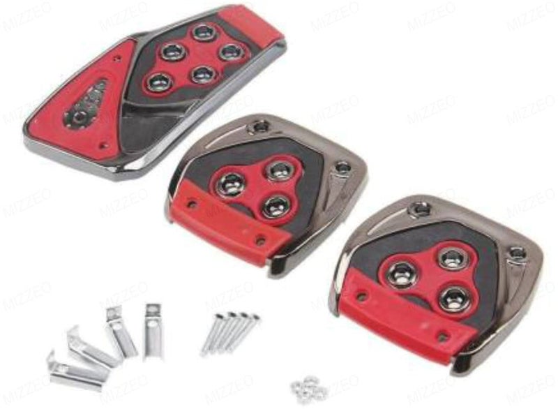 MIZZEO Extra Grip & High Performance Accelerator Brake Clutch Pedal Cover (Pack of 3) Red Compatible with Renault Kiger - Image 3