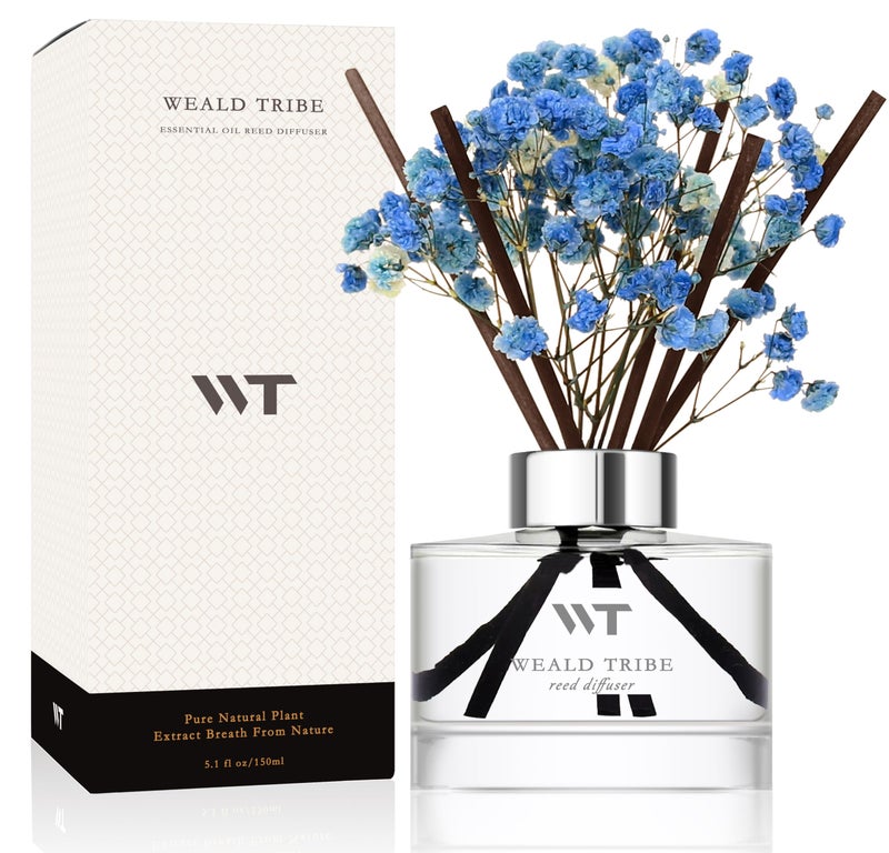 Flower Reed Diffuser Set Cashmere Vanilla Scent for Bathroom AccessoriesChristmas Shelf Decor Air Fresheners Bedroom Sticks Defusers with 51 fl oz Essential Oils Office Gifts