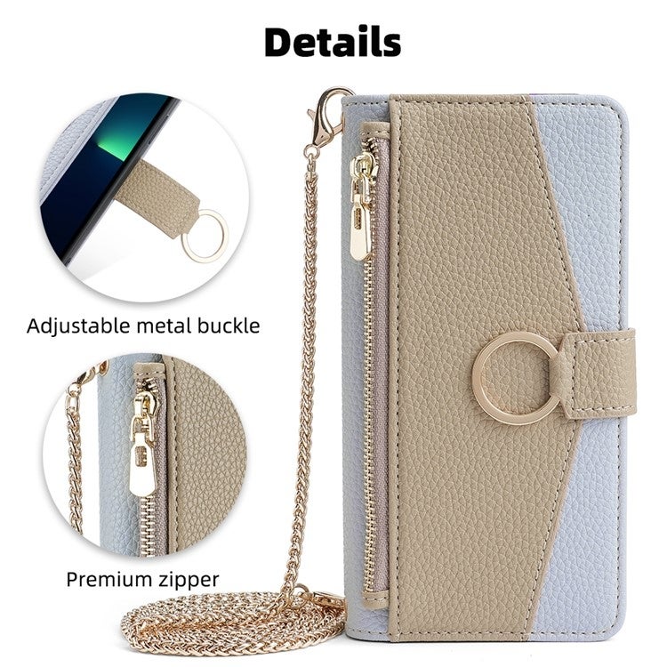 HuHa Case Cover For OPPO A3 5G India Crossbody Litchi Texture Leather Phone Case(Blue) - Image 2