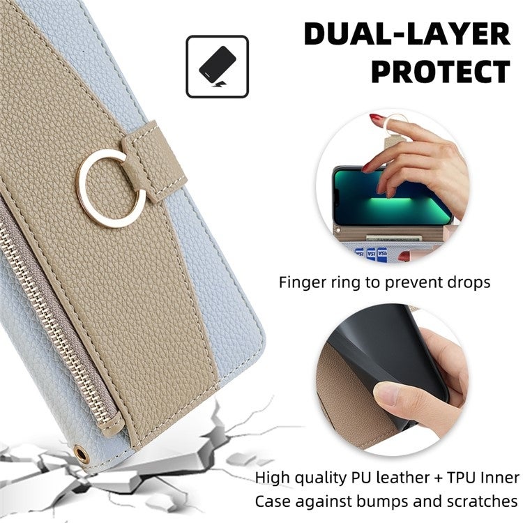 HuHa Case Cover For OPPO A3 5G India Crossbody Litchi Texture Leather Phone Case(Blue) - Image 3