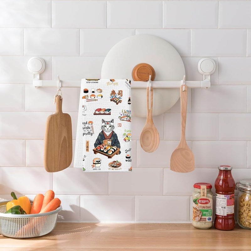 WCGXKO Sushi Gifts for Sushi Lovers Japanese Food Lover Gift Sushi Anime Kawaii Kitchen Towel Otaku Manga Gift Sushi Towel - Image 5