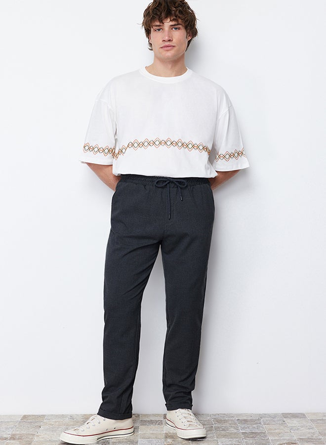 trendyol Anthracite Elastic Waist Slim Fit Trousers TMNAW21PL0107 - Image 3