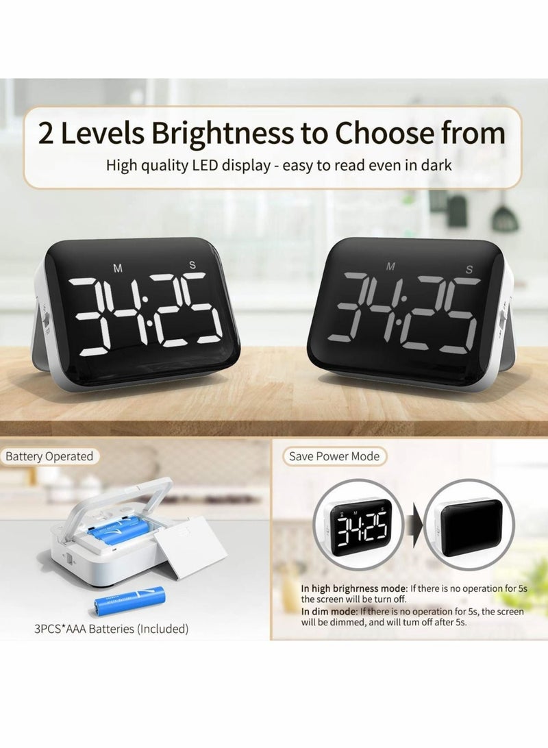 كابتن تيك Digital Kitchen Timer - Magnetic Countdown Count Up Timer with Large LED Display, 2 Brightness, Loud Volume, Easy for Cooking and for Kids Teachers and Seniors to Use (Batteries not Included) - Image 2