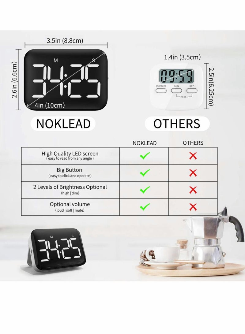 كابتن تيك Digital Kitchen Timer - Magnetic Countdown Count Up Timer with Large LED Display, 2 Brightness, Loud Volume, Easy for Cooking and for Kids Teachers and Seniors to Use (Batteries not Included) - Image 3