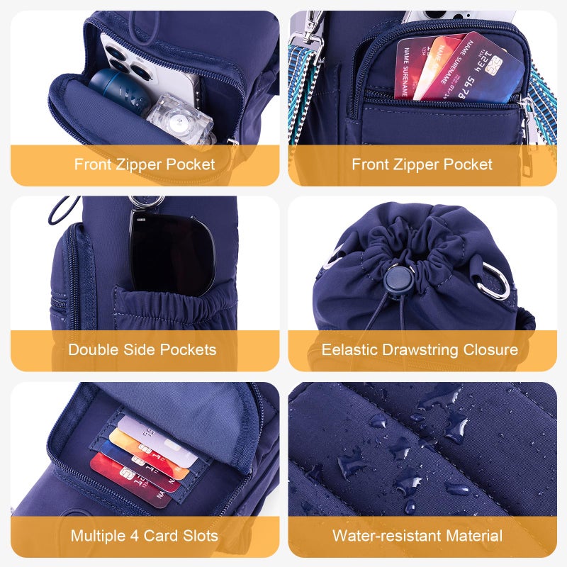 Lexiyat Water Bottle Bag 40 oz Crossbody Water Bottle Holder for Walking Hiking Insulated Compartment Carrier Purse with Adjustable Strap Blue - Image 3