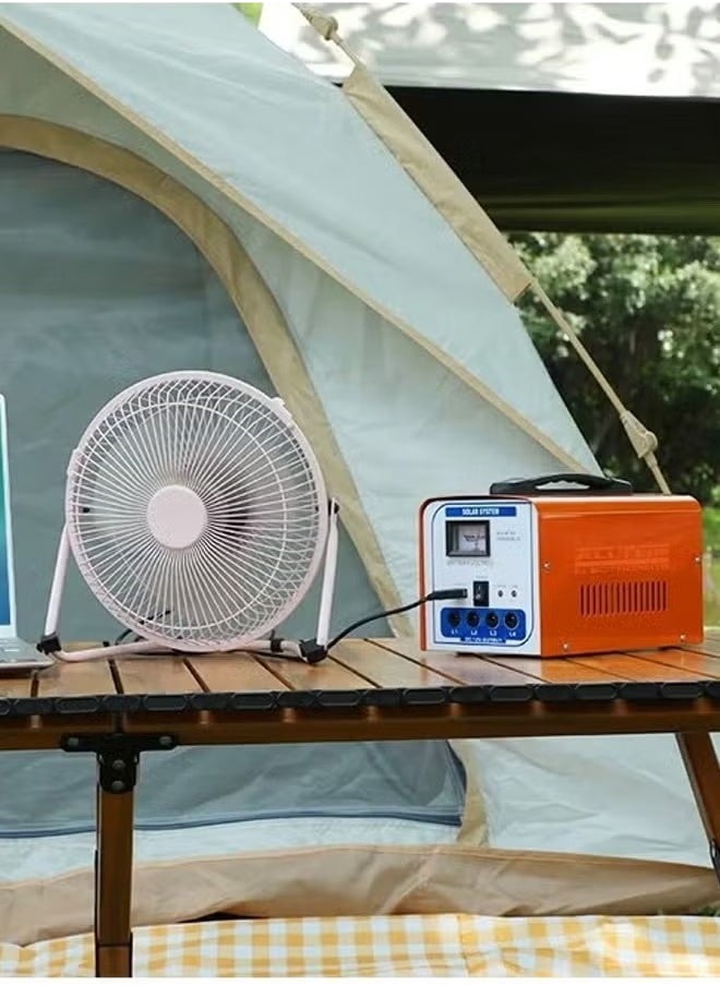 ACCEPT - A solar energy system with a 12 volt solar panel, 4 bulbs, and a mobile charger outlet, suitable for camping and trips - Image 1