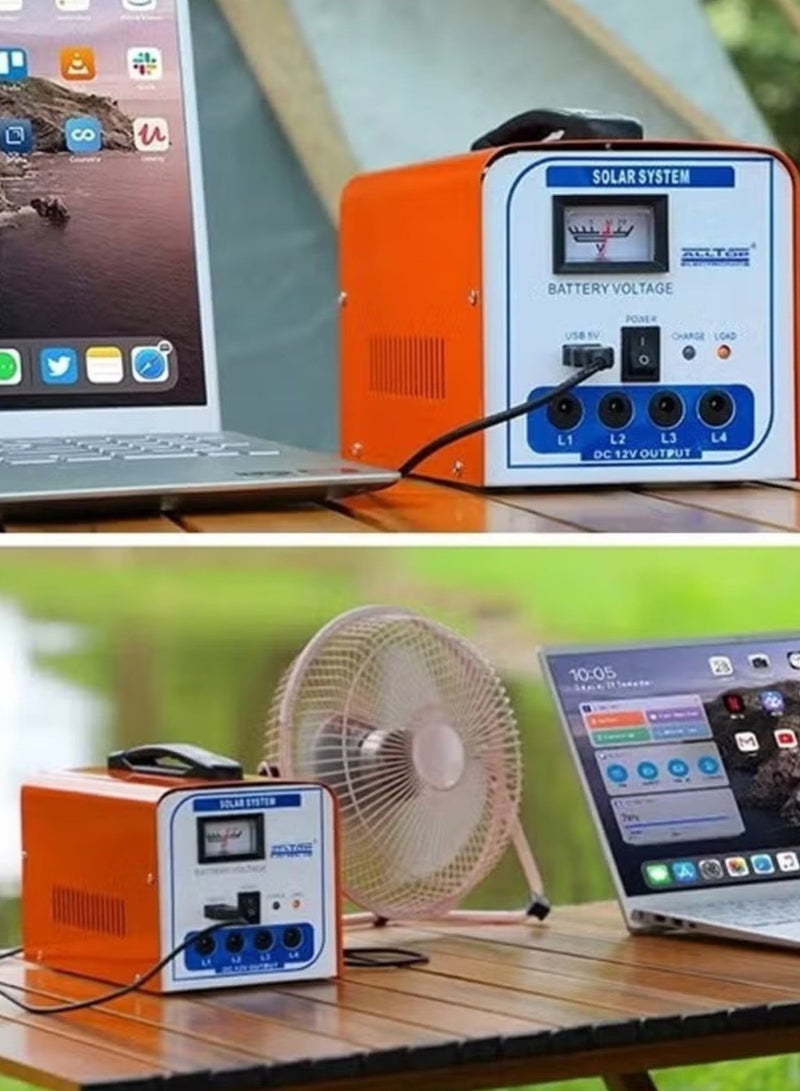 اكسبت نظام طاقة شمسية هجينة للرحلات تشمل لوح شمسي، شاحن كهرباء ، و4 لمبات LED قوية مع شاحن جوال - Image 5