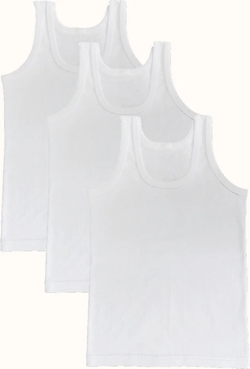 Hepsine Rakip Rivaling All 3-Piece Boy's Combed Cotton Undershirt Cotton Classic Comfortable White
