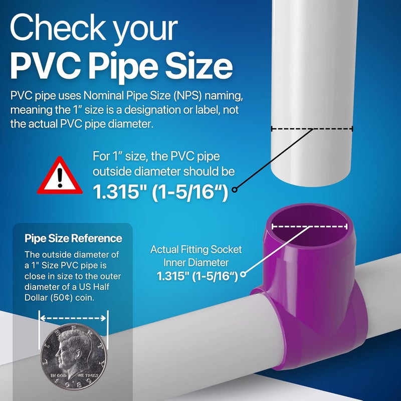 FORMUFIT F001STE-PU-4 Slip Tee PVC Fitting, Furniture Grade, 1" Size, Purple (Pack of 4) - Image 3