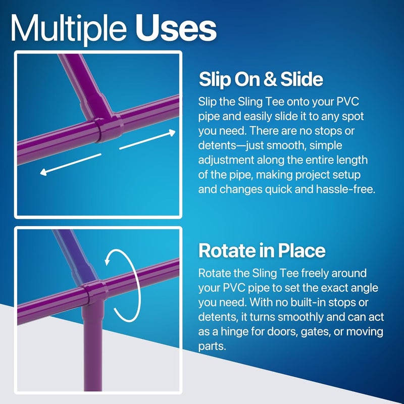 FORMUFIT F001STE-PU-4 Slip Tee PVC Fitting, Furniture Grade, 1" Size, Purple (Pack of 4) - Image 5