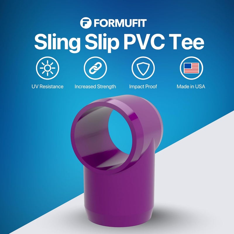 FORMUFIT F001STE-PU-4 Slip Tee PVC Fitting, Furniture Grade, 1" Size, Purple (Pack of 4) - Image 2