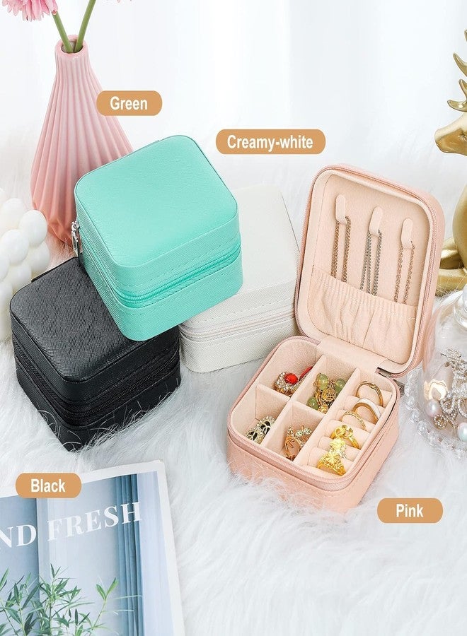 JAGDIV Small Travel Jewelry Case，Portable Jewelry Organizer Travel Case Leather Jewelry Box Travel Mini Storage Organizer Portable Display Storage Box For Rings Earrings - Image 5