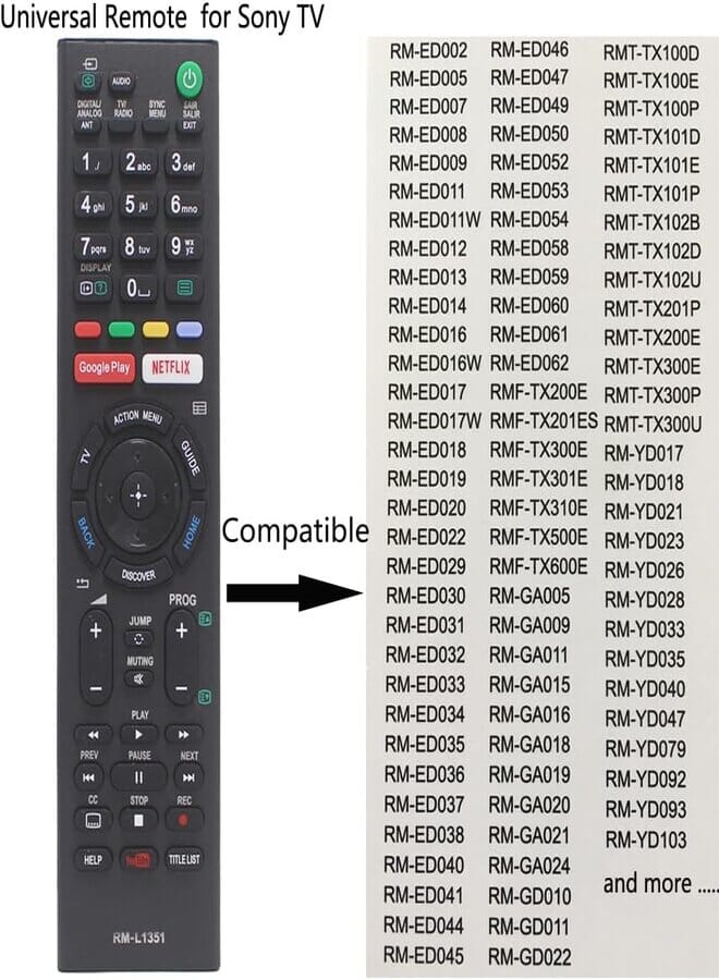 جهاز التحكم عن بعد RM-L1351، لتلفزيون Sony LCD/LED مع Google Play وNetflix. - Image 2