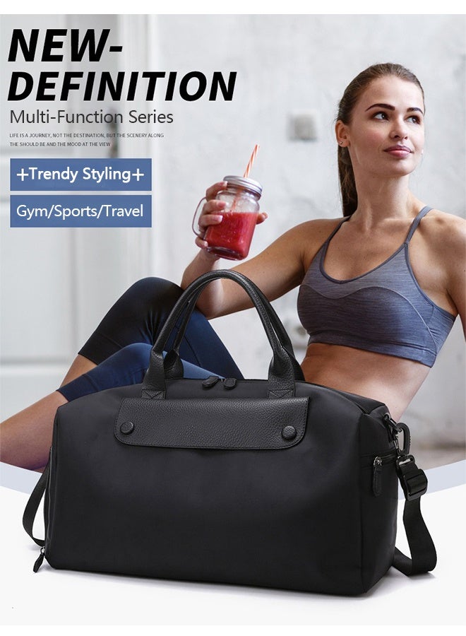 Warme Large Capacity Travel Duffle Bag Dry Wet Separation Gym Bag with Shoes Compartment Lightweight Beach Sports Bag for Men and Women Black - Image 2