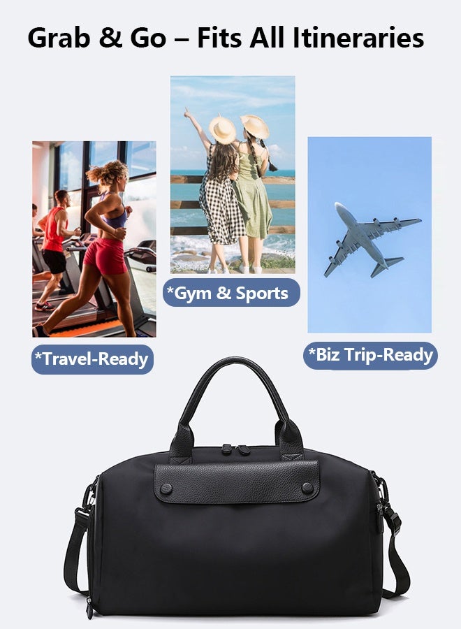 Warme Large Capacity Travel Duffle Bag Dry Wet Separation Gym Bag with Shoes Compartment Lightweight Beach Sports Bag for Men and Women Black - Image 3