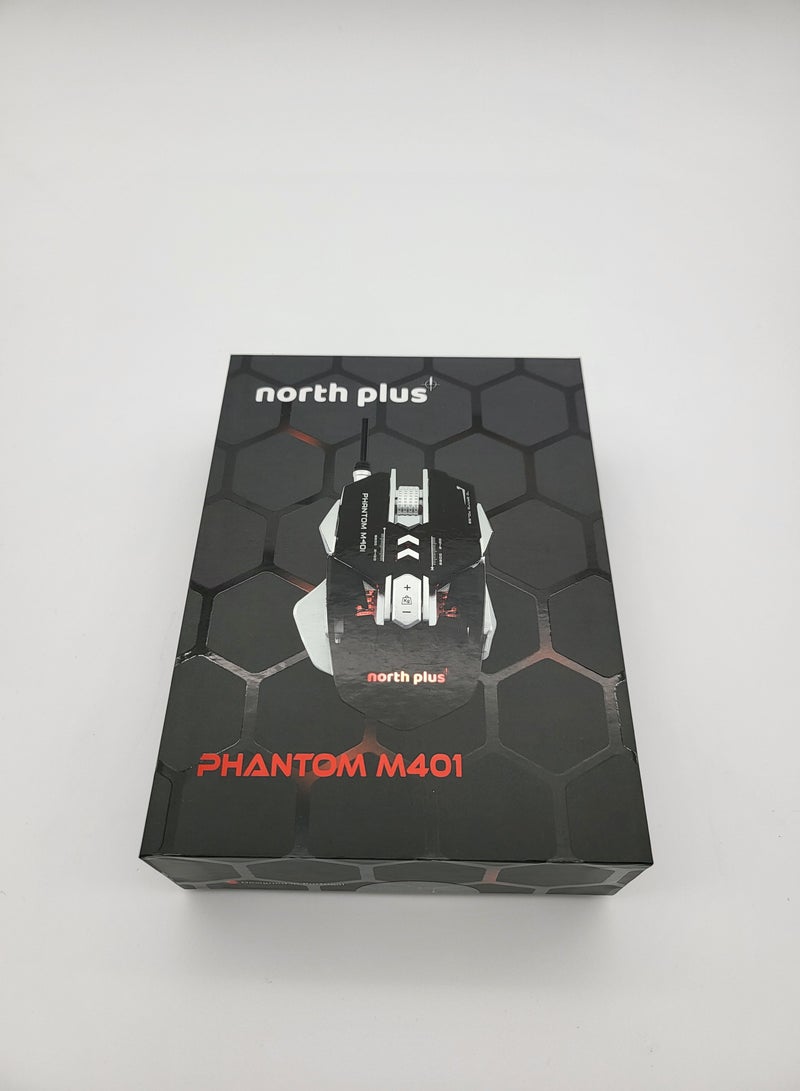 North Plus Phantom M401 RGB Gaming Mouse - 4000 DPI, 7 Programmable Buttons, Adjustable Weight, Durable Metal Design for Precise Gaming - Image 2