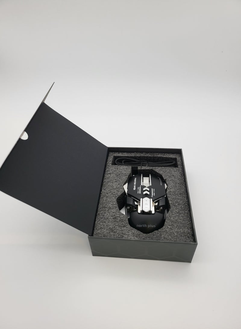 North Plus Phantom M401 RGB Gaming Mouse - 4000 DPI, 7 Programmable Buttons, Adjustable Weight, Durable Metal Design for Precise Gaming - Image 4