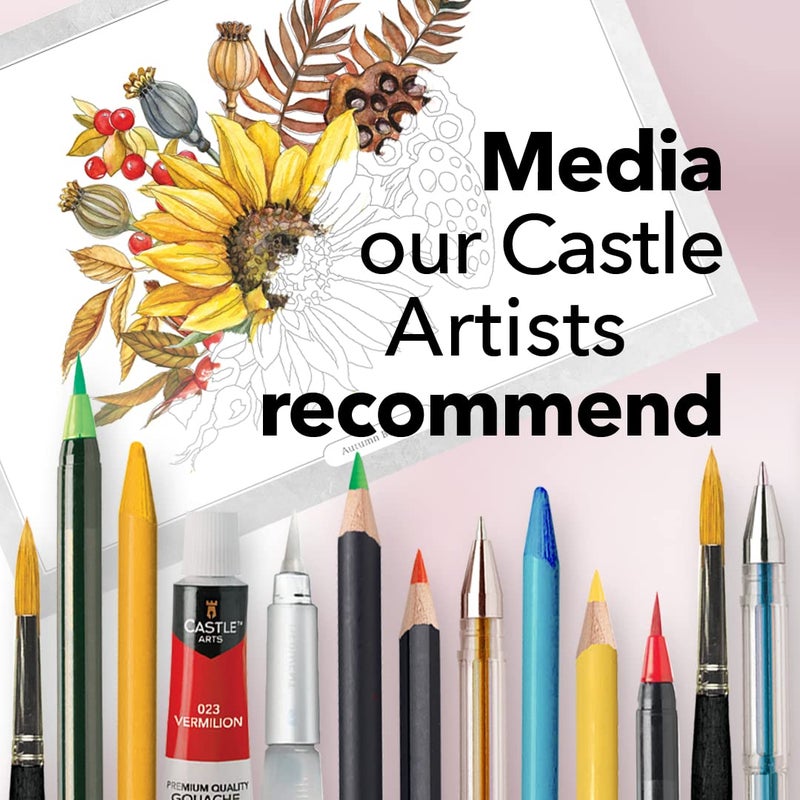 Castle Art Supplies Castle Arts Flowers Colouring Book | 36 Mindfulness-Inspiring Blooms Curated by in-House Artists with Colour Reference Guide | No Show-Thru Artist Grade Paper | Frameable Landscape A4 Size - Image 3