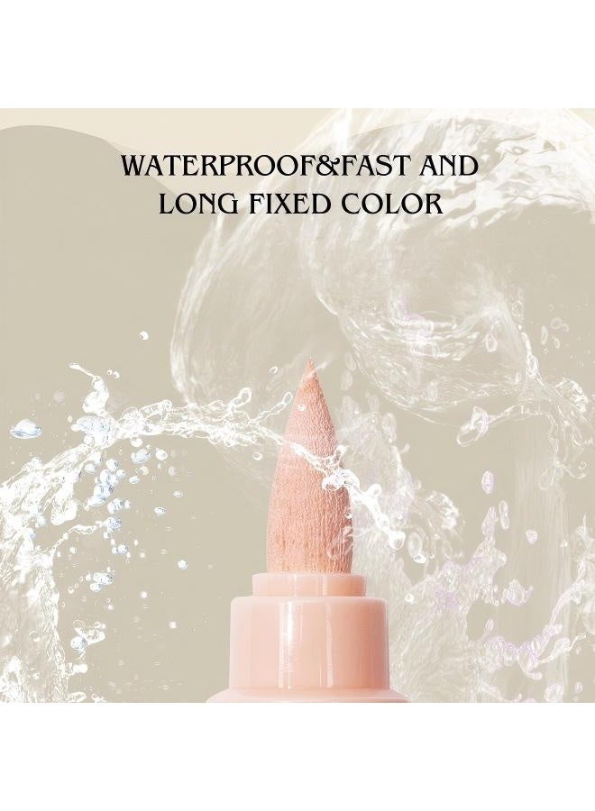 Guangna acrylic paint marker pen 12 colors, skin tone series set, equipped with soft brush head, water-based, fine tip marker pen, suitable for wood, canvas, rock painting, glass, DIY handicrafts, cloth painting - view 3