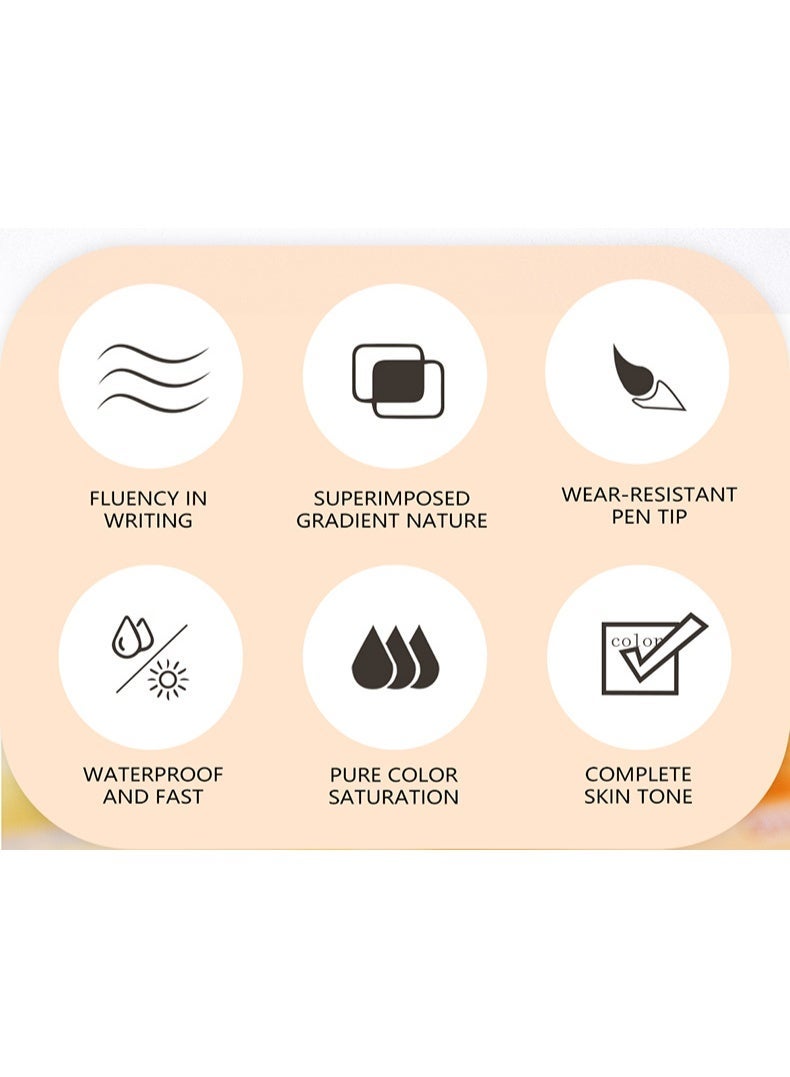 Guangna acrylic paint marker pen 12 colors, skin tone series set, equipped with soft brush head, water-based, fine tip marker pen, suitable for wood, canvas, rock painting, glass, DIY handicrafts, cloth painting - view 5