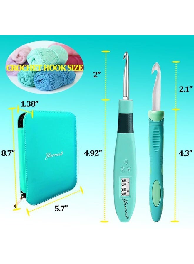 Yarniss 18 Size Counting Crochet Hooks with Light, Digital Counter Crochet Hooks Set with Case (2.0mm~14.0mm) - Image 4