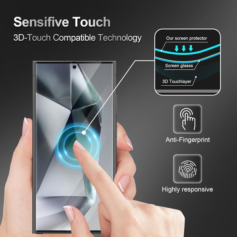 OpenTech® Military-Grade Gorilla Tempered Glass Screen Protector for Samsung Galaxy S24 Ultra with Edge to Edge Coverage - Case Friendly, Anti-scratch and Bubble free installation kit - Image 3