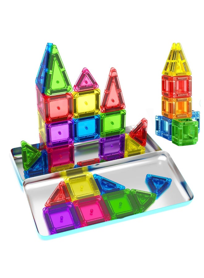 Mumfactory Mini Magnetic Tiles for Kids Ages 3-6, Magnetic Building Blocks, Travel size, 36 pcs - Image 1