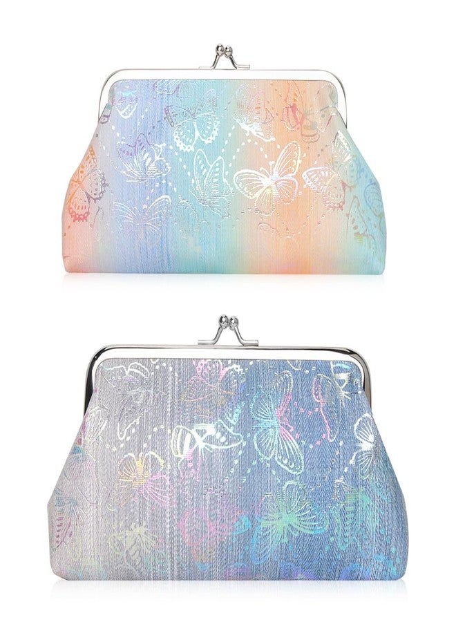 Oyachic 2 PCS Large Coin Purse Butterfly Wallet Kiss Lock Clasp Long Change Pouch Leather Clutch Handbags for Women,Ladies - Image 1