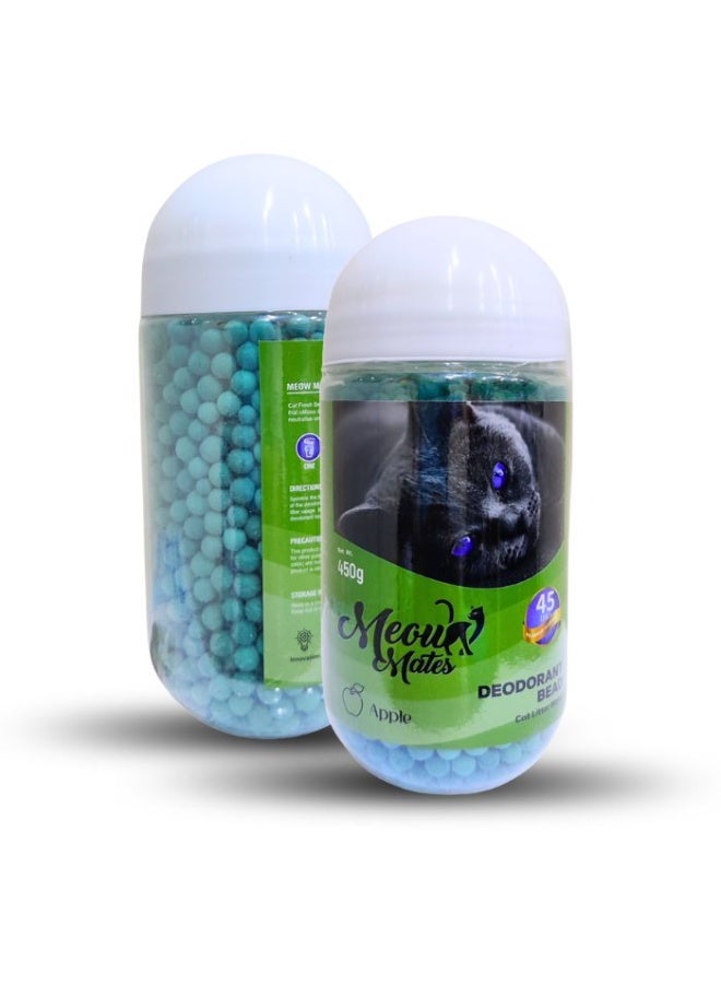 خرز مزيل الروائح من ميو ميتس بنكهة التفاح 450 جرام | التحكم في رائحة فضلات القطط | رائحة تفاح منعشة تدوم طويلاً