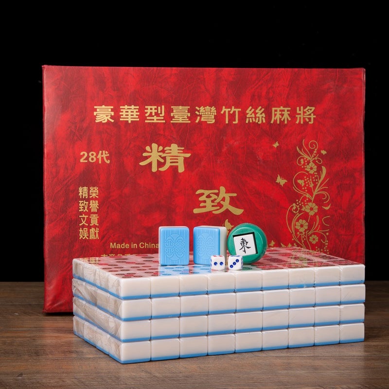 THY COLLECTIBLES مجموعة لعبة الماهجونغ الصينية التقليدية THY COLLECTIBLES 144 2 قطع احتياطية بلاط ملون عاجي - Image 2