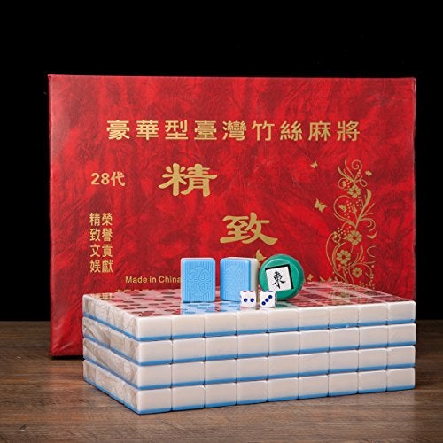 THY COLLECTIBLES مجموعة لعبة الماهجونغ الصينية التقليدية THY COLLECTIBLES 144 2 قطع احتياطية بلاط ملون عاجي - Image 1
