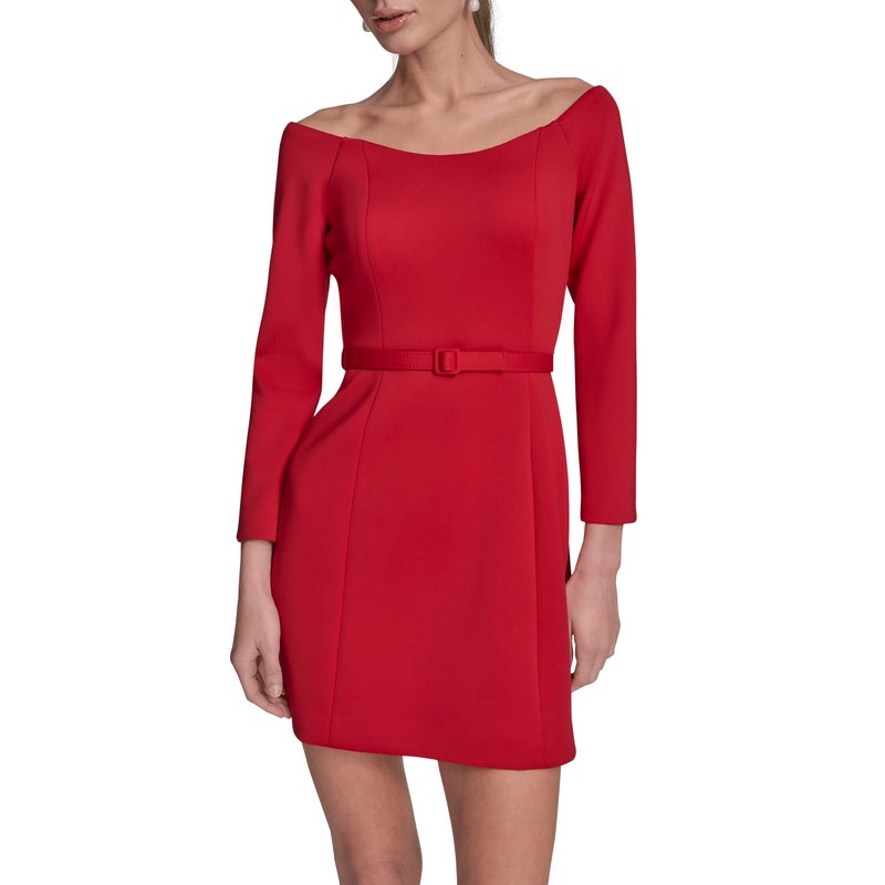 BCBG بلوزة بقبعة طويلة الأكمام للنساء من BCBG، حمراء ساخنة - Image 1